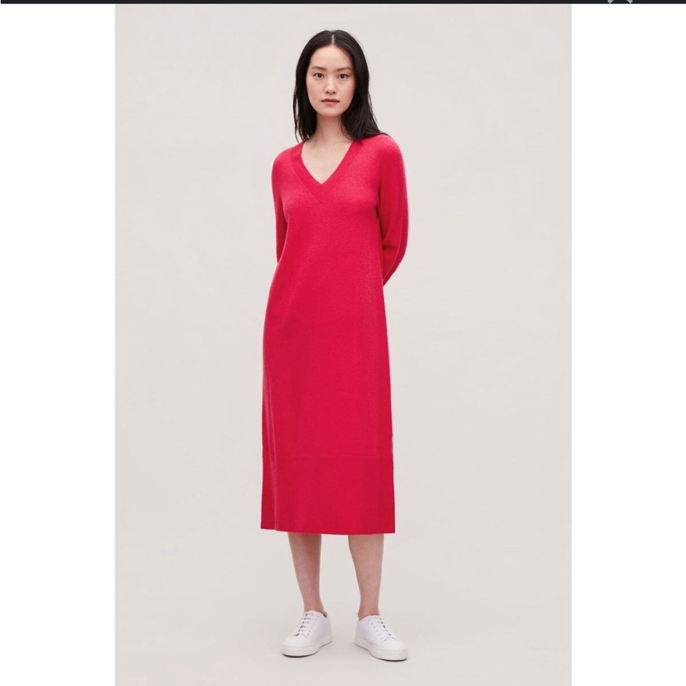 COS pink lambswool dress